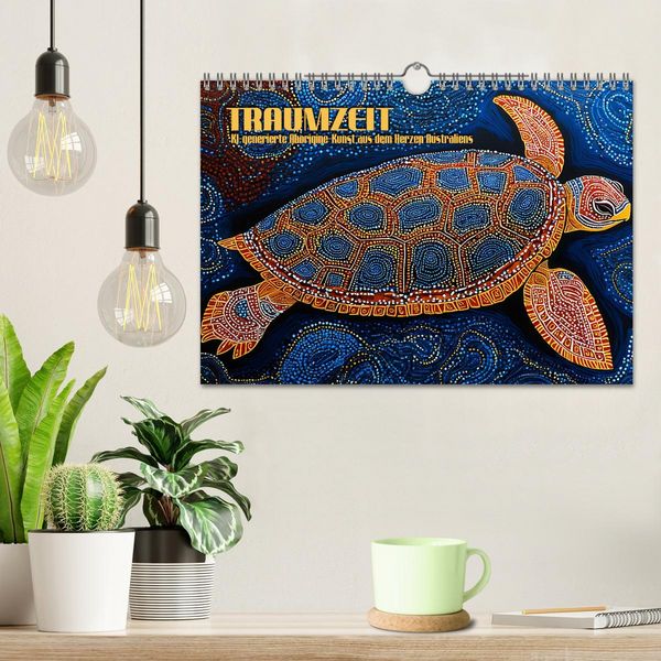 Produktbild: Traumzeit - KI-generierte Aborigine-Kunst aus dem Herzen Australiens (Wandkalender 2026 DIN A4 quer), CALVENDO Monatskalender