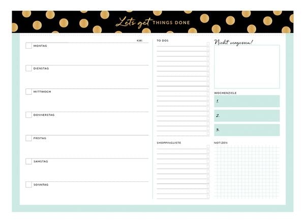 Produktbild: To-Do-Wochenplaner A3 Schreibkram Manufaktur Lets get things done