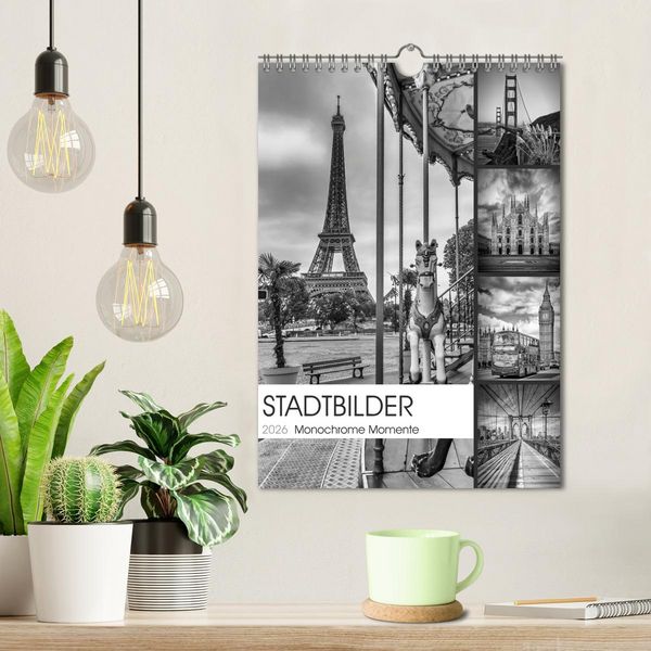 Produktbild: STADTBILDER Monochrome Momente (Wandkalender 2026 DIN A4 hoch), CALVENDO Monatskalender