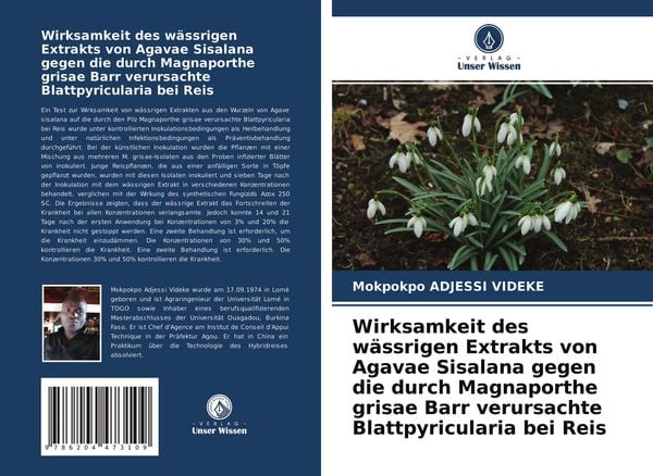 Produktbild: Wirksamkeit des w&auml;ssrigen Extrakts von Agavae Sisalana gegen die durch Magnaporthe grisae Barr verursachte Blattpyricularia bei Reis
