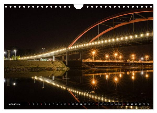 Produktbild: Mannheim 2026 - wenn es Nacht wird im Hafen (Wandkalender 2026 DIN A4 quer), CALVENDO Monatskalender