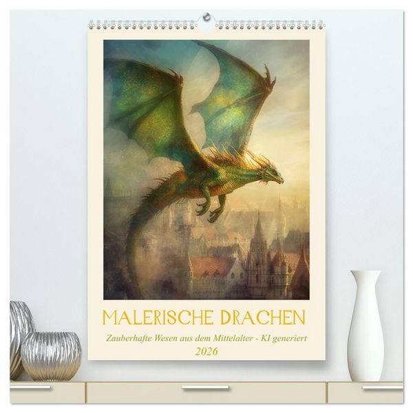 Malerische Drachen (hochwertiger Premium Wandkalender 2026 DIN A2 hoch), Kunstdruck in Hochglanz