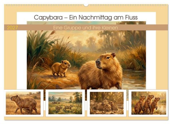 Produktbild: Capybara &ndash; Ein Nachmittag am Fluss (Wandkalender 2027 DIN A2 quer), CALVENDO Monatskalender