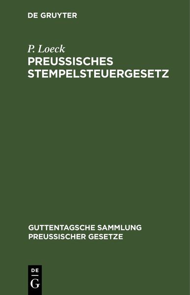 Produktbild: Preu&szlig;isches Stempelsteuergesetz