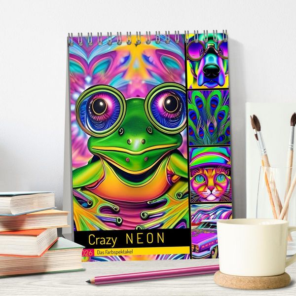 Produktbild: Crazy Neon - Das Farbspektakel (Tischkalender 2026 DIN A5 hoch), CALVENDO Monatskalender