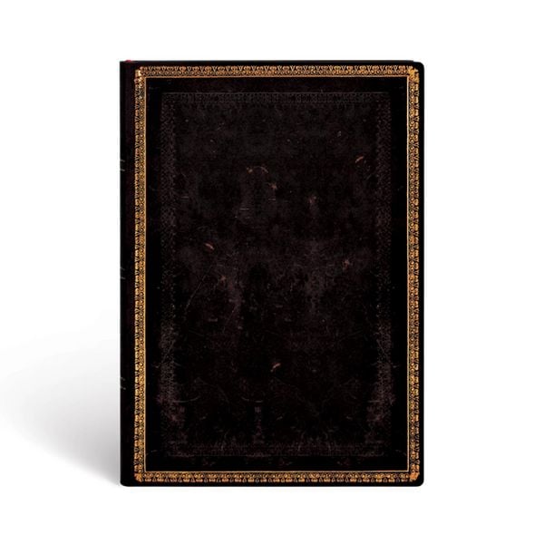 Produktbild: Softcover Notizbuch Schwarzes Marokkoleder, Midi, Liniert