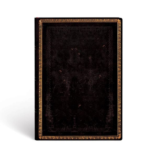 Produktbild: Softcover Notizbuch Schwarzes Marokkoleder, Midi, Liniert