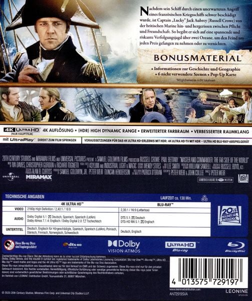 Produktbild: Master & Commander (4K Ultra HD) (+ Blu-ray)