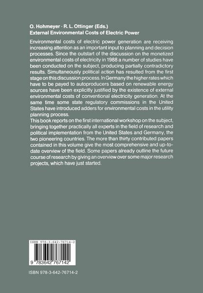 Produktbild: External Environmental Costs of Electric Power