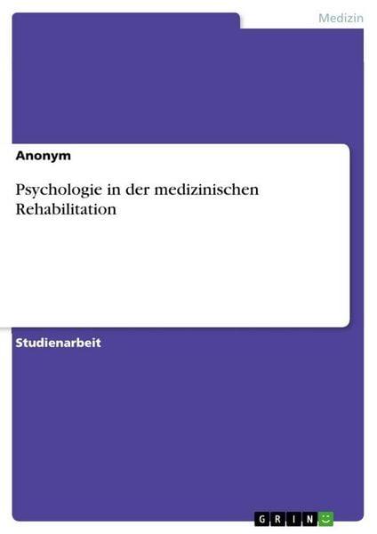 Produktbild: Psychologie in der medizinischen Rehabilitation