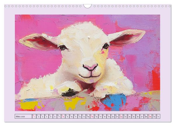 Produktbild: Tiere auf dem Bauernhof. Farbenfrohe Tierportraits im Stil der &Ouml;lmalerei (Wandkalender 2026 DIN A3 quer), CALVENDO Monatskalender