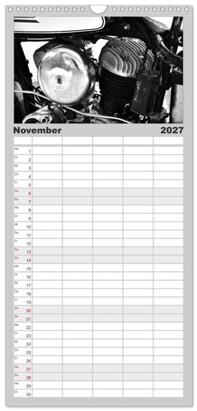 Produktbild: Familienplaner 2027 - Harley Davidson WLA 750 in Schwarzweiss mit 5 Spalten (Wandkalender, 21 x 45 cm) CALVENDO
