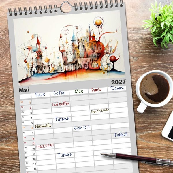 Produktbild: Familienplaner 2027 - Kuriose H&auml;user mit 5 Spalten (Wandkalender, 21 x 45 cm) CALVENDO