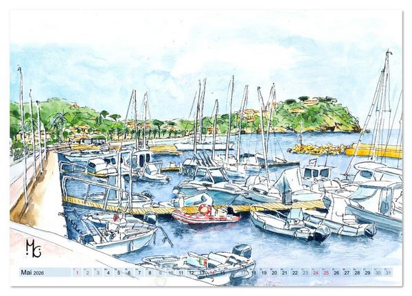 Produktbild: Isola d'Elba - Acquerelli (Tischkalender 2026 DIN A5 quer), CALVENDO Monatskalender