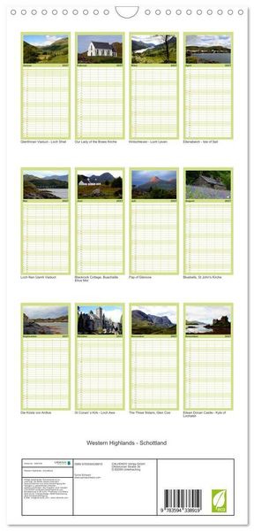 Produktbild: Familienplaner 2027 - Western Highlands - Schottland mit 5 Spalten (Wandkalender, 21 x 45 cm) CALVENDO