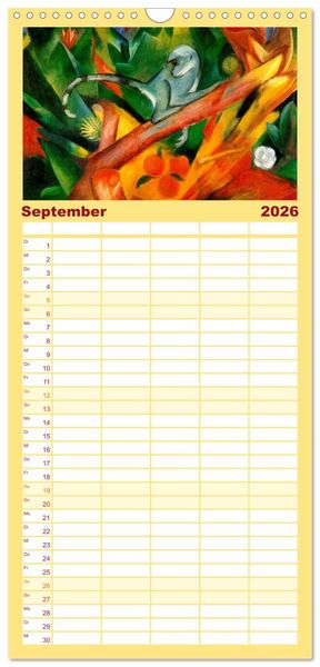 Produktbild: Familienplaner 2026 - Expressionistische Tierwelten mit 5 Spalten (Wandkalender, 21 x 45 cm) CALVENDO