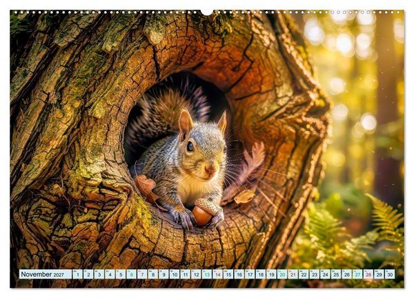 Produktbild: M&auml;rchenhafte Eichh&ouml;rnchen (hochwertiger Premium Wandkalender 2027 DIN A2 quer), Kunstdruck in Hochglanz