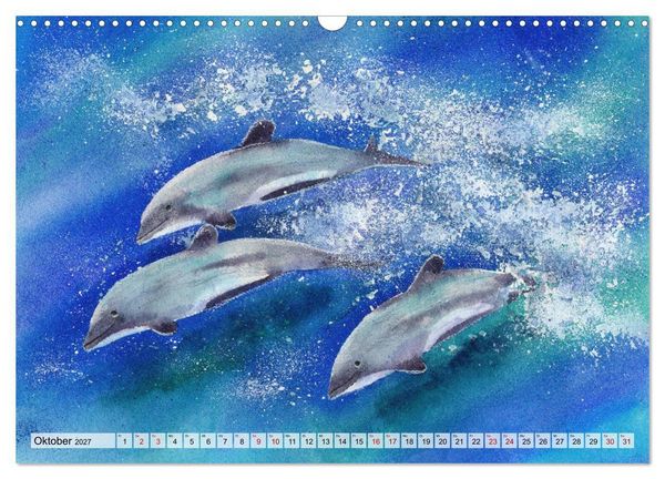 Produktbild: Die Meereswelt in Aquarell (Wandkalender 2027 DIN A3 quer), CALVENDO Monatskalender