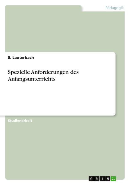 Produktbild: Spezielle Anforderungen des Anfangsunterrichts