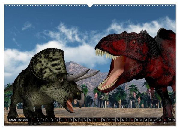 Produktbild: Dinosaurier. Urzeitliche Giganten (hochwertiger Premium Wandkalender 2026 DIN A2 quer), Kunstdruck in Hochglanz
