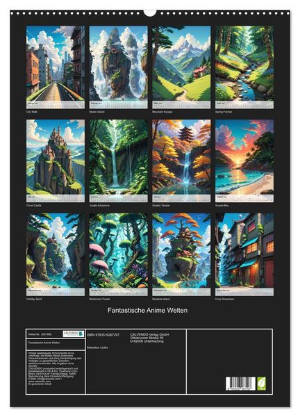 Produktbild: Fantastische Anime Welten (Wandkalender 2026 DIN A2 hoch), CALVENDO Monatskalender