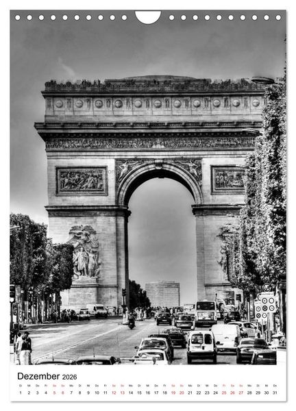 Produktbild: Paris schwarz wei&szlig; 2026 (Wandkalender 2026 DIN A4 hoch), CALVENDO Monatskalender
