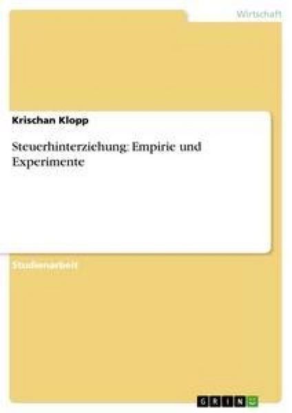Produktbild: Steuerhinterziehung: Empirie und Experimente