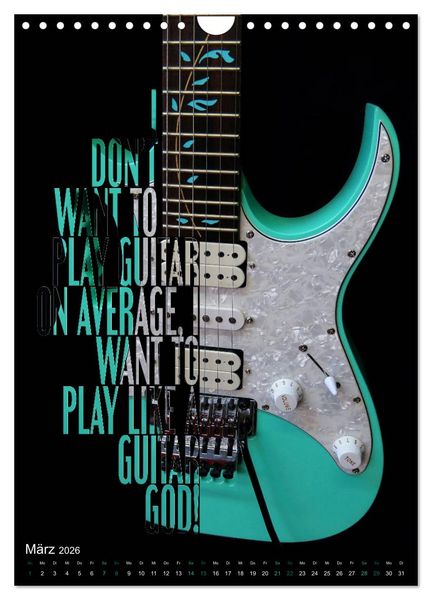 Produktbild: Rockgitarren Textposter (Wandkalender 2026 DIN A4 hoch), CALVENDO Monatskalender