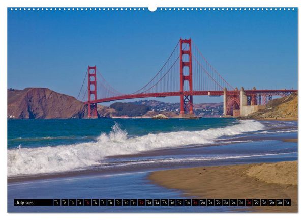 Produktbild: GOLDEN GATE BRIDGE Fascinating San Francisco (High Quality Premium Wall Calendar 2026 DIN A2 landscape),CALVENDO 12 Month Wall Calendar