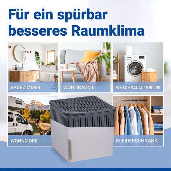 Produktbild: Raumentfeuchter Mod. Cube Grau 1000 g, 2er Set, beugt Schimmel und Ger&uuml;chen vor