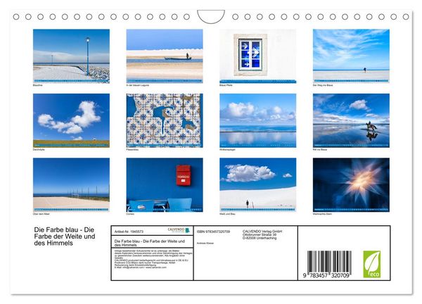 Produktbild: Die Farbe blau - Die Farbe der Weite und des Himmels (Wandkalender 2026 DIN A4 quer), CALVENDO Monatskalender