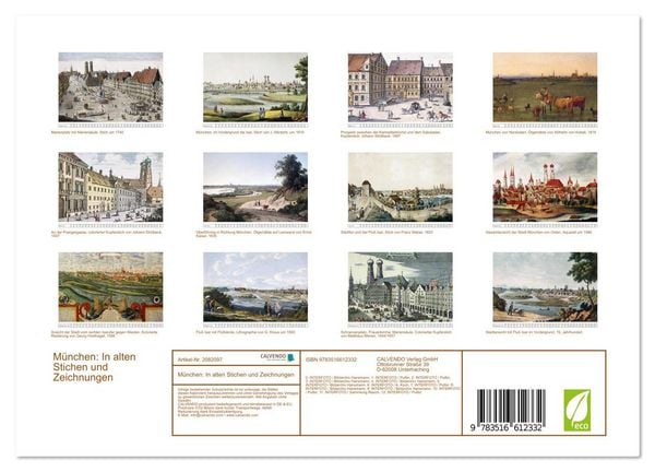Produktbild: M&uuml;nchen: In alten Stichen und Zeichnungen (Wandkalender 2026 DIN A4 quer), CALVENDO Monatskalender