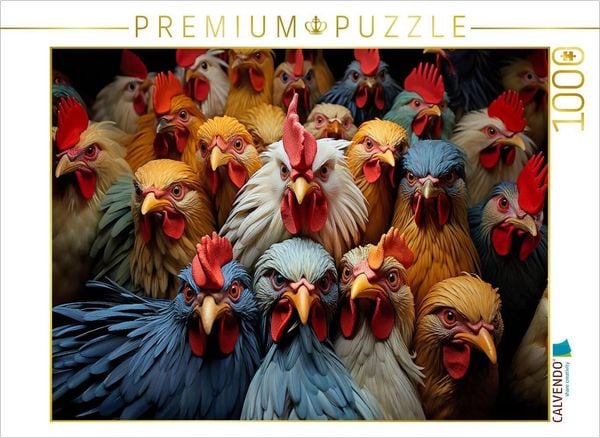 Produktbild: CALVENDO Puzzle Viele lustige H&uuml;hner auf einem Bild | 1000 Teile Lege-Gr&ouml;&szlig;e 64x48cm Foto-Puzzle f&uuml;r gl&uuml;ckliche Stunden