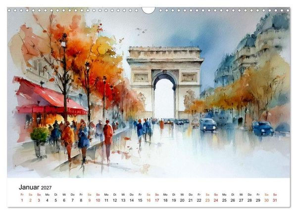 Produktbild: Paris in sanften Farben (Wandkalender 2027 DIN A3 quer), CALVENDO Monatskalender