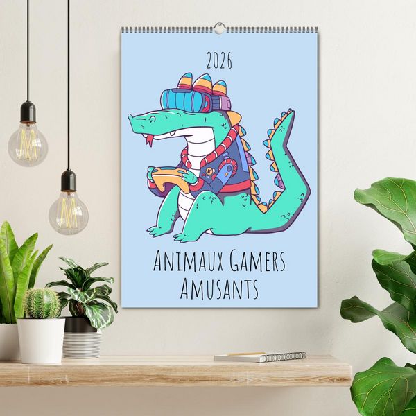 Produktbild: Animaux Gamers Amusants (Calendrier mural 2026 DIN A2 horizontal), CALVENDO calendrier mensuel