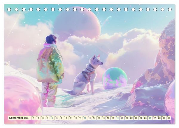 Produktbild: Figuren in einer bunten Welt - Im Anime-Stil (Tischkalender 2026 DIN A5 quer), CALVENDO Monatskalender