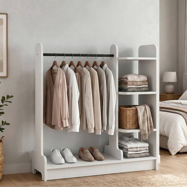 Produktbild: Holz Kleiderst&auml;nder mit Regal & Stange Lempu L