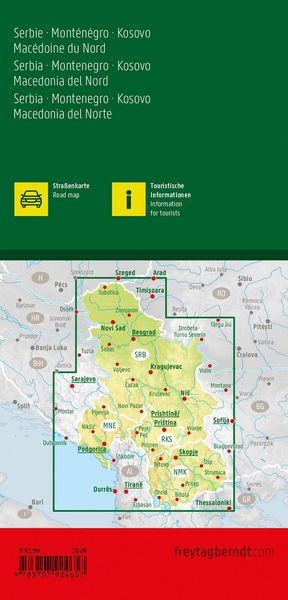 Produktbild: freytag & berndt Stra&szlig;enkarte Serbien - Montenegro - Kosovo - Nordmazedonien 1:500.000