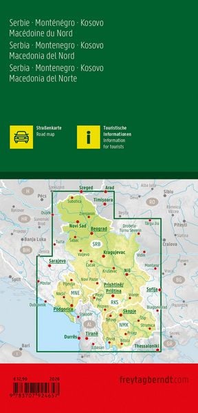 Produktbild: Serbien - Montenegro - Kosovo - Nordmazedonien, Stra&szlig;enkarte 1:500.000, freytag & berndt