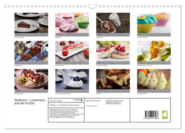 Produktbild: S&uuml;&szlig;kram - Leckereien aus der K&uuml;che (Wandkalender 2026 DIN A3 quer), CALVENDO Monatskalender