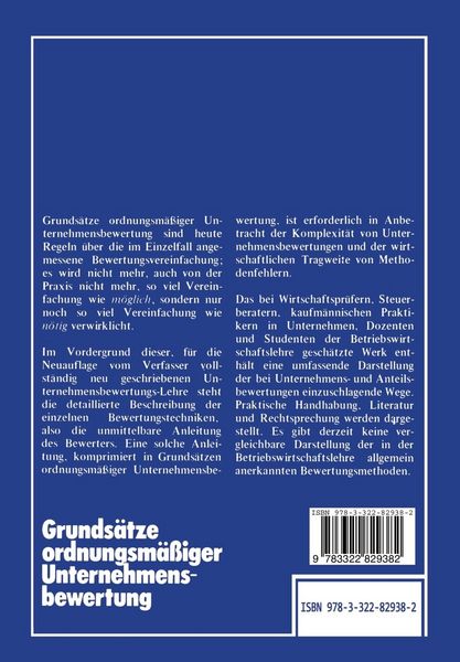 Produktbild: Grunds&auml;tze ordnungsm&auml;&szlig;iger Unternehmensbewertung