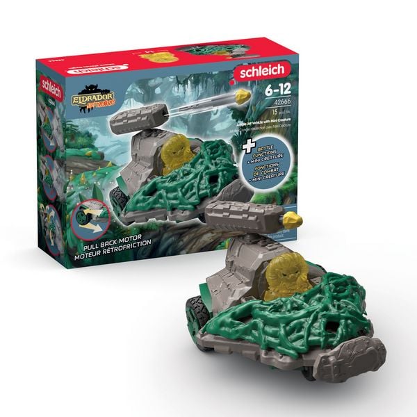 schleich 42666 - Eldrador Creatures, Dschungel Düsenjet Fahrzeug mit Mini Creature, Spielset