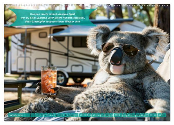 Produktbild: Der tierisch lustige Camping-Kalender (hochwertiger Premium Wandkalender 2026 DIN A2 quer), Kunstdruck in Hochglanz