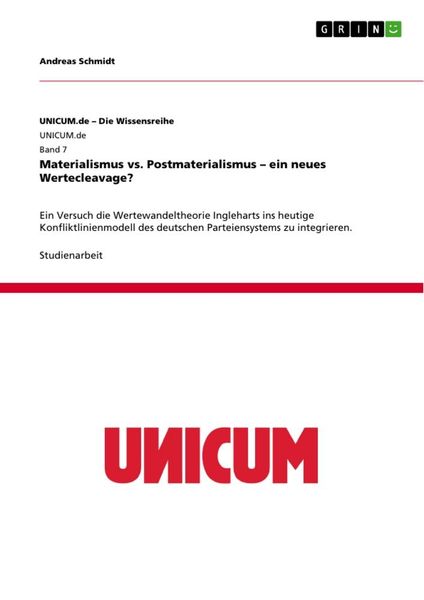Produktbild: Materialismus vs. Postmaterialismus - ein neues Wertecleavage?