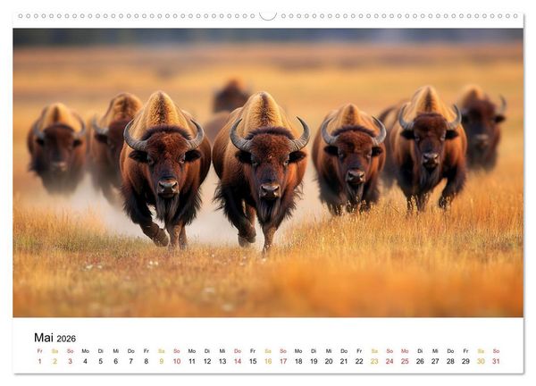 Produktbild: B&uuml;ffel - Ikonen der Wildnis (hochwertiger Premium Wandkalender 2026 DIN A2 quer), Kunstdruck in Hochglanz