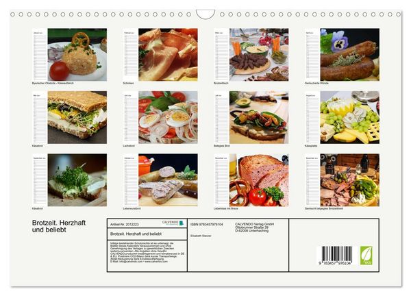 Produktbild: Brotzeit. Herzhaft und beliebt (Wandkalender 2026 DIN A3 quer), CALVENDO Monatskalender
