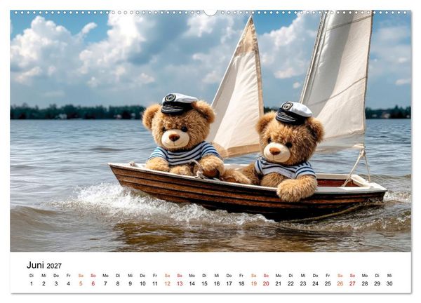 Produktbild: Teddyb&auml;ren - im Doppelpack durchs Jahr (hochwertiger Premium Wandkalender 2027 DIN A2 quer), Kunstdruck in Hochglanz