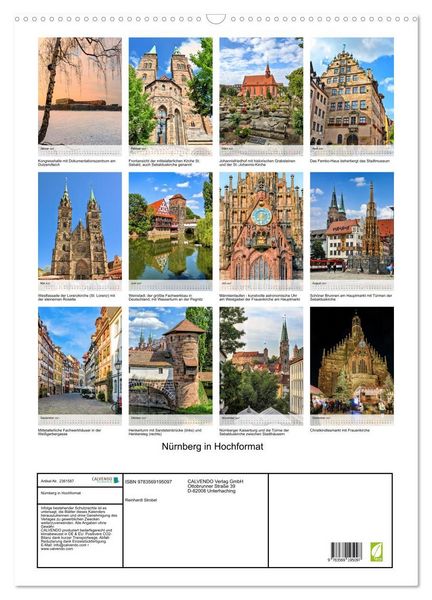 Produktbild: N&uuml;rnberg in Hochformat (Wandkalender 2027 DIN A2 hoch), CALVENDO Monatskalender