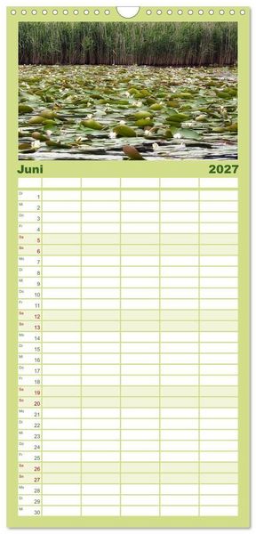 Produktbild: Familienplaner 2027 - Mecklenburgische Seenplatte - zum Tr&auml;umen sch&ouml;n mit 5 Spalten (Wandkalender, 21 x 45 cm) CALVENDO