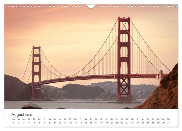 Produktbild: Golden Gate Bridge - Das ber&uuml;hmte Wahrzeichen von San Francisco. (Wandkalender 2026 DIN A3 quer), CALVENDO Monatskalender